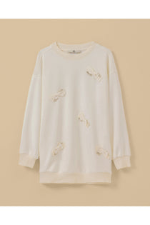 Scl Kadın Yuvarlak Yaka Taş Detaylı Sweatshirt 10002422311020