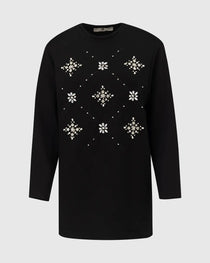 Scl Kadın Yuvarlak Yaka Taşlı  Sweatshirt 10002422311004