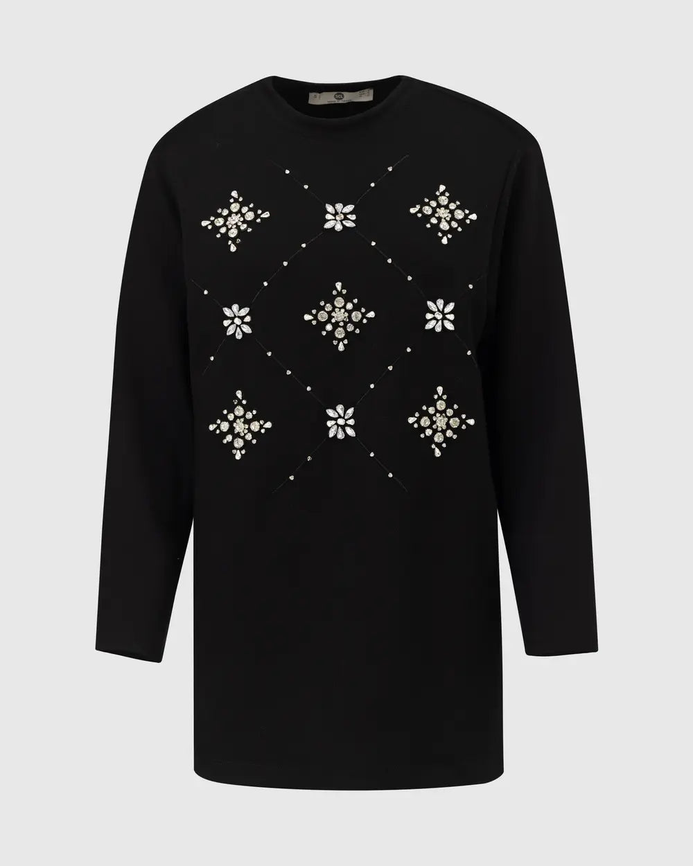 Scl Kadın Yuvarlak Yaka Taşlı  Sweatshirt 10002422311004