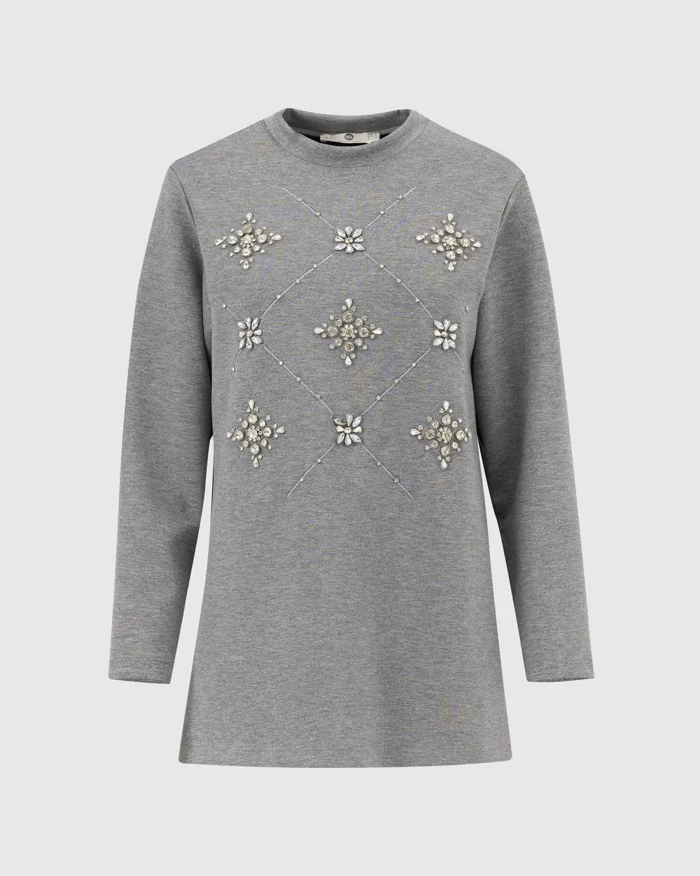 Scl Kadın Yuvarlak Yaka Taşlı  Sweatshirt 10002422311004