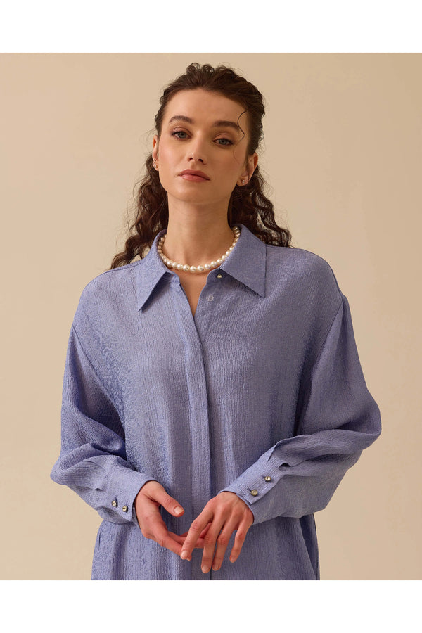 Scl Oversized Midi Gömlek Yaka Kadın Tunik - Günlük Şıklık