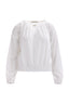 Seçil Minimalist Geometrik Desenli Uzun Kol Crop Bluz - Şifon Kumaş
