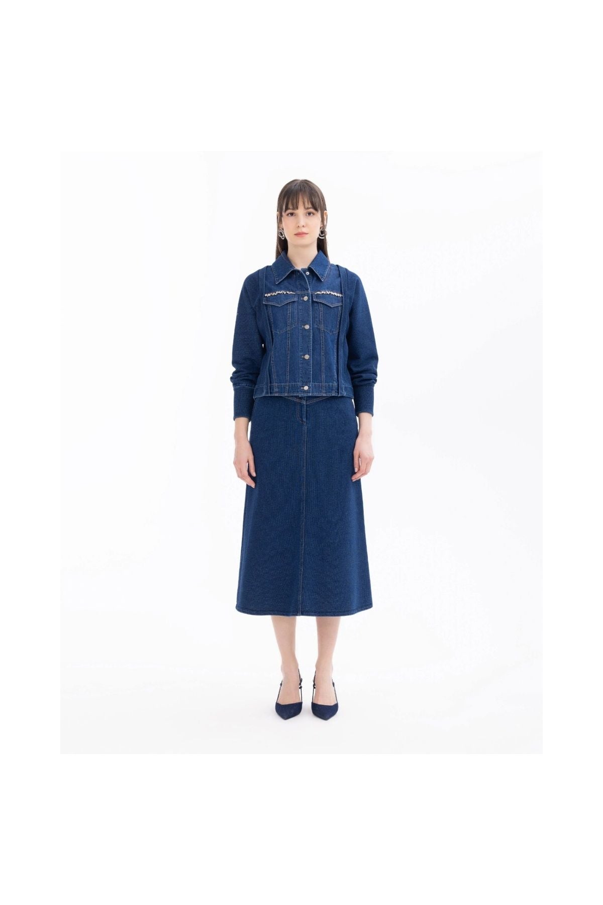 Seçil Minimalist Midi Denim Etek - Günlük & Şık Kombinler