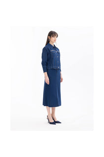 Seçil Minimalist Midi Denim Etek - Günlük & Şık Kombinler
