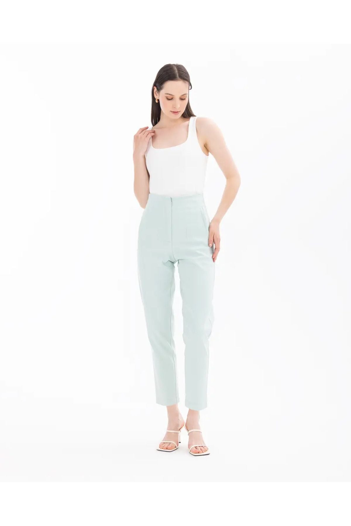 Seçil Minimalist Yüksek Bel Midi Kadın Pantolon - Günlük Şıklık