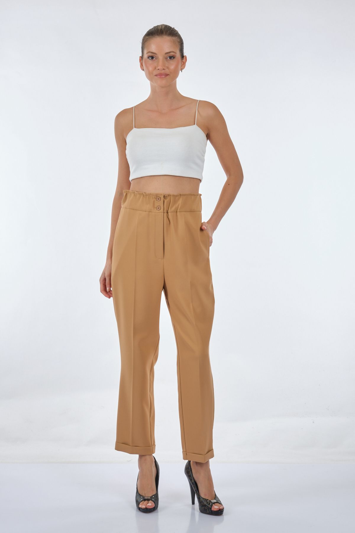 Seçil Yüksek Bel Midi Pantolon - Oversize, Minimalist, Günlük & İş