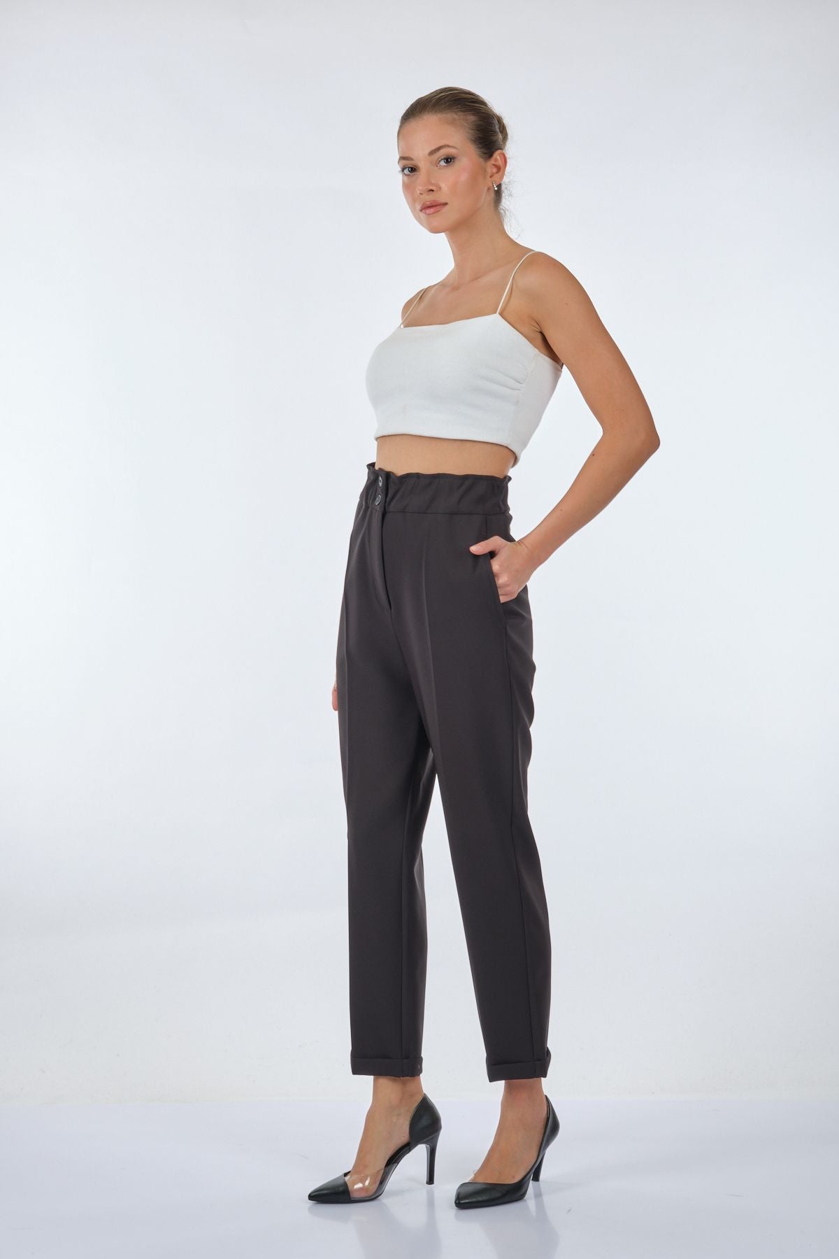 Seçil Yüksek Bel Midi Pantolon - Oversize, Minimalist, Günlük & İş