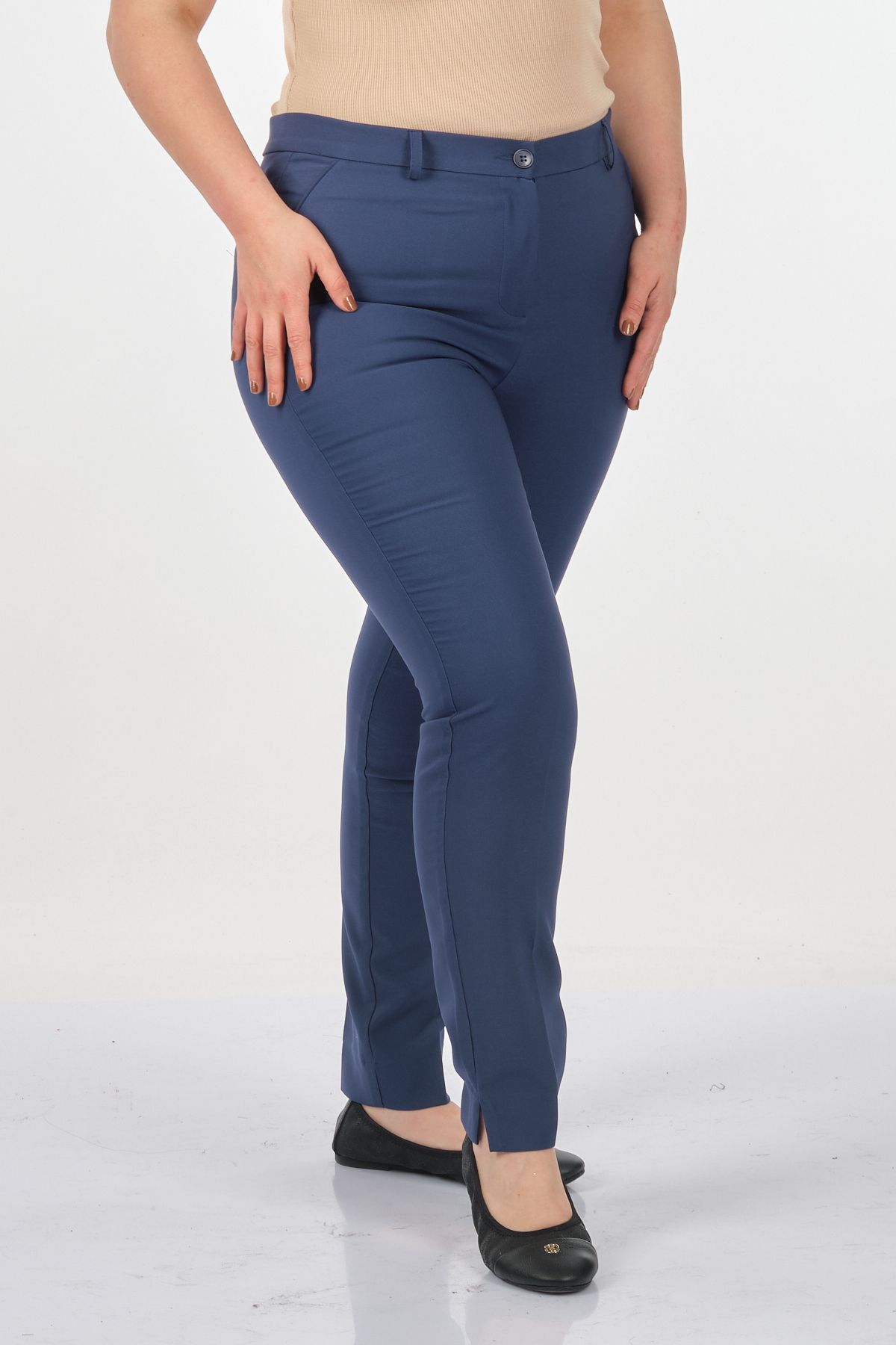 Seleste Minimalist Yüksek Bel Dar Paça Kadın Pantolon - Günlük & İş