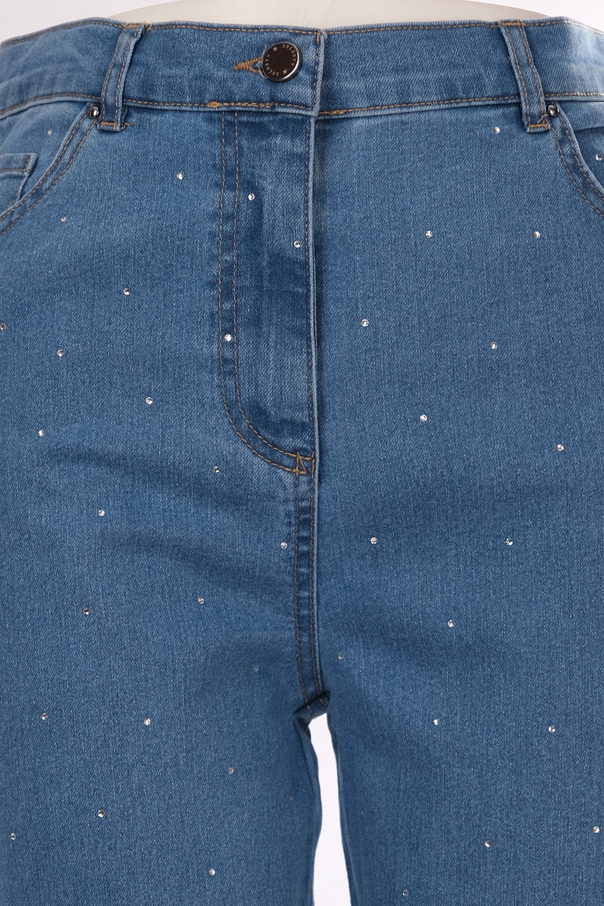 Seleste Minimalist Taş Detaylı Kadın Jean Pantolon - Midi Boy Translation missing: tr.content.product_image_secondary