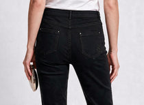 Seleste Kadın Yüksek Bel Düz Kesim Püsküllü Paça Crop Denim Pantolon
