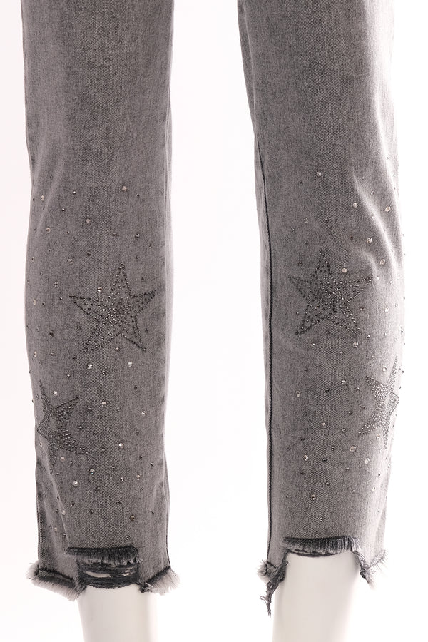 Seleste Yıldız Detaylı Midi Jean Pantolon - Minimalist Stil