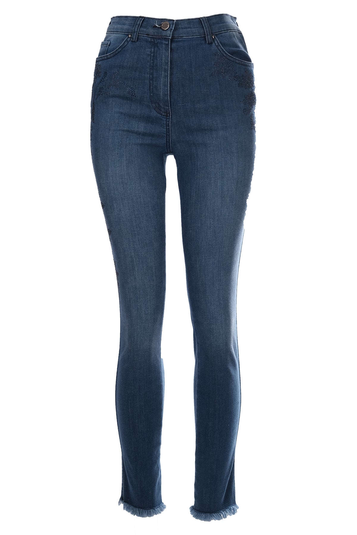 Seleste Minimalist Nakışlı Yüksek Bel Dar Paça Kadın Jean Pantolon Translation missing: tr.content.product_image_main