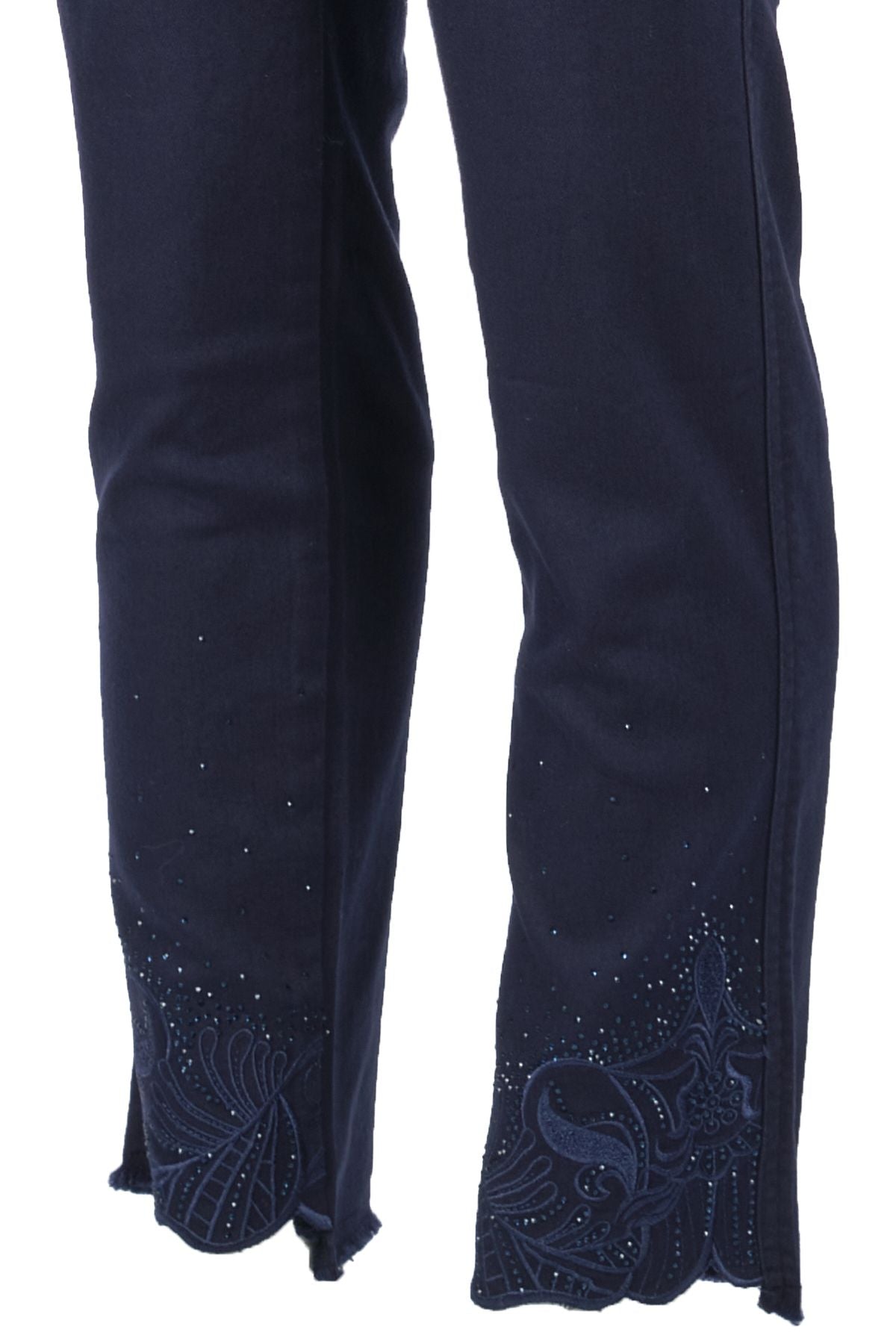 Seleste Minimalist Nakışlı Kadın Pantolon - Yüksek Bel Midi