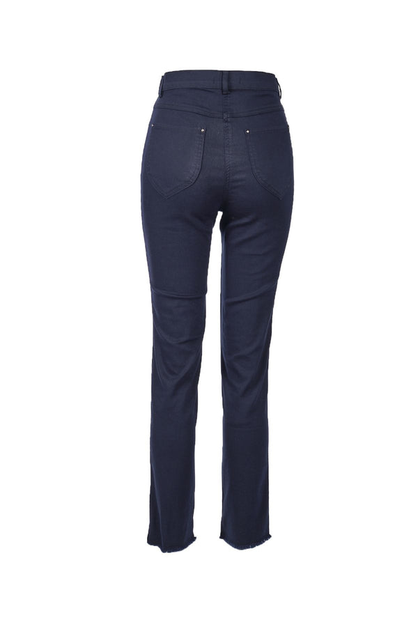 Seleste Minimalist Nakışlı Kadın Pantolon - Yüksek Bel Midi