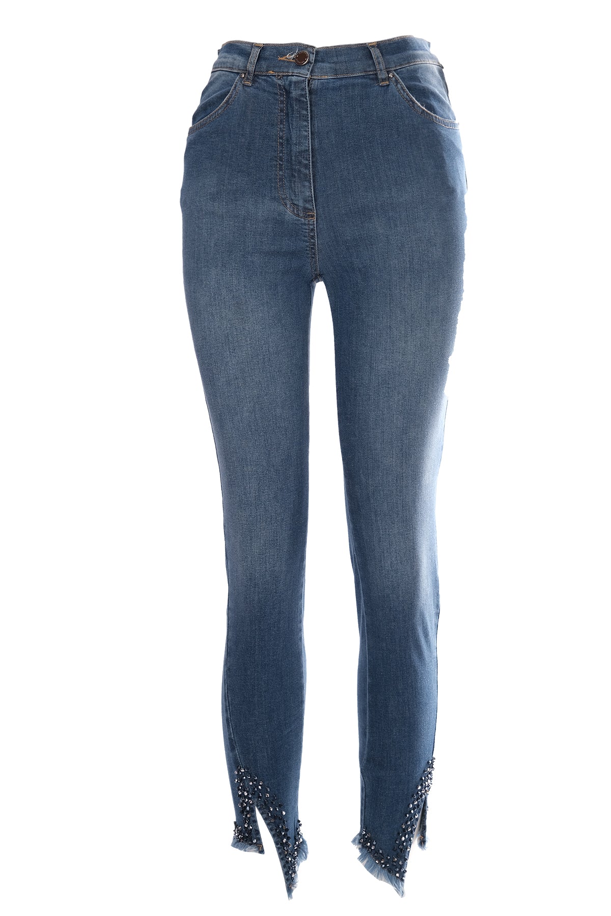 Seleste Minimalist Taş Detaylı Dar Paça Crop Jean Pantolon - Günlük & Şık Translation missing: tr.content.product_image_main