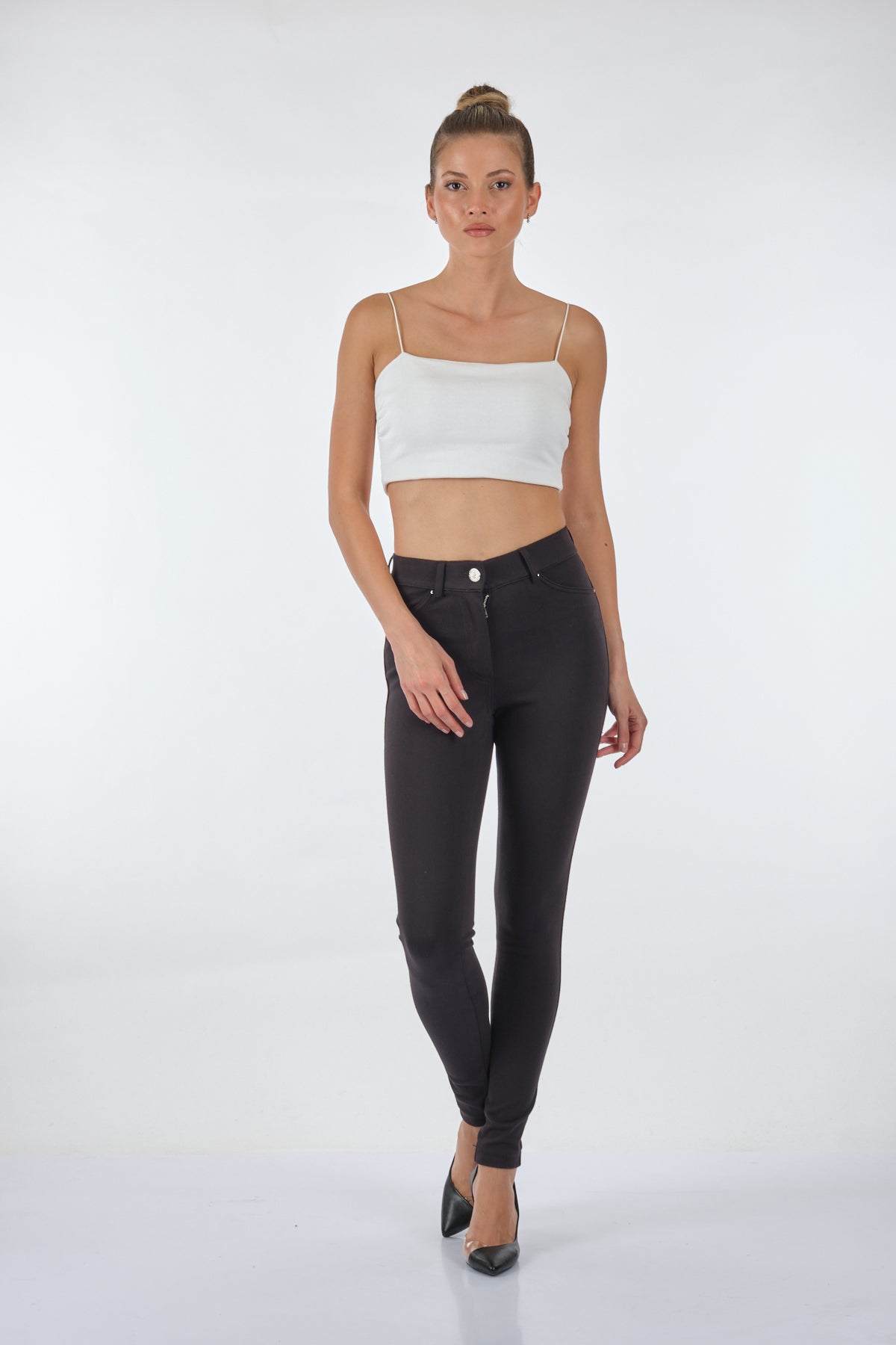 Seleste Yüksek Bel Slim Fit Kadın Pantolon - Günlük Kullanım İkincil görsel
