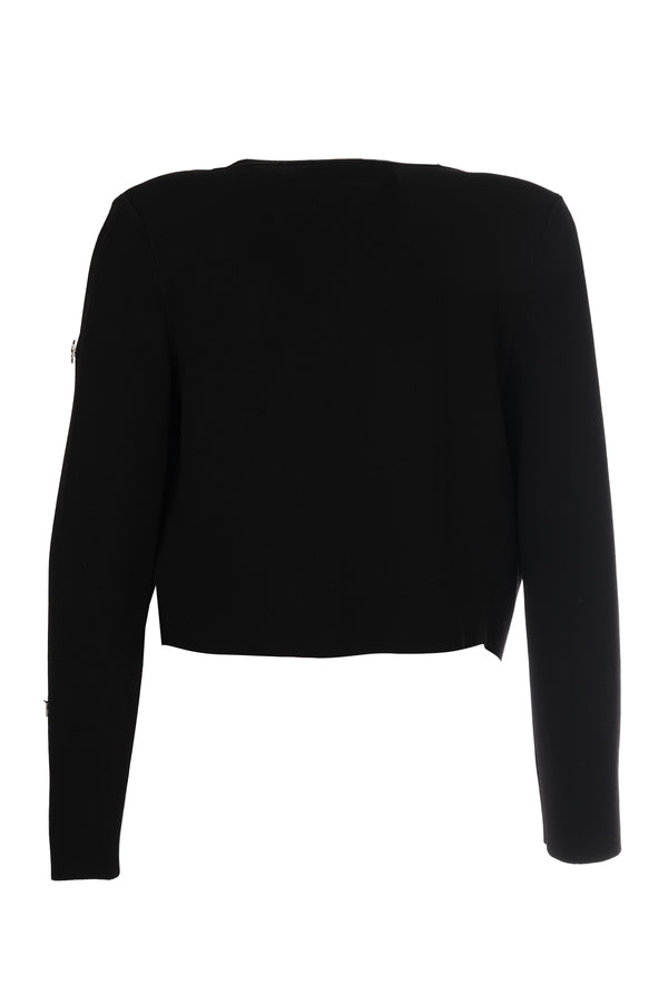 Sıcem Kadın Minimalist Crop Hırka - Uzun Kol Metalik Detay