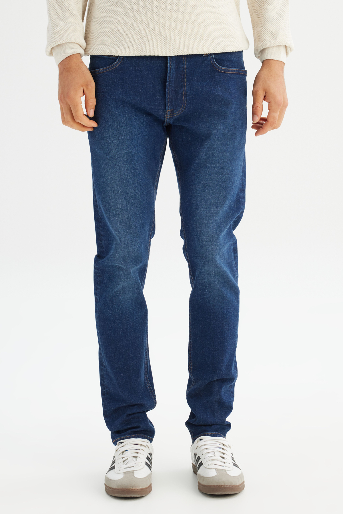 Slim Fit Dar Kesim Normal Bel Dar Paça Pamuklu Esnek Mavi Jean Denim Pantolon Lee İkincil görsel