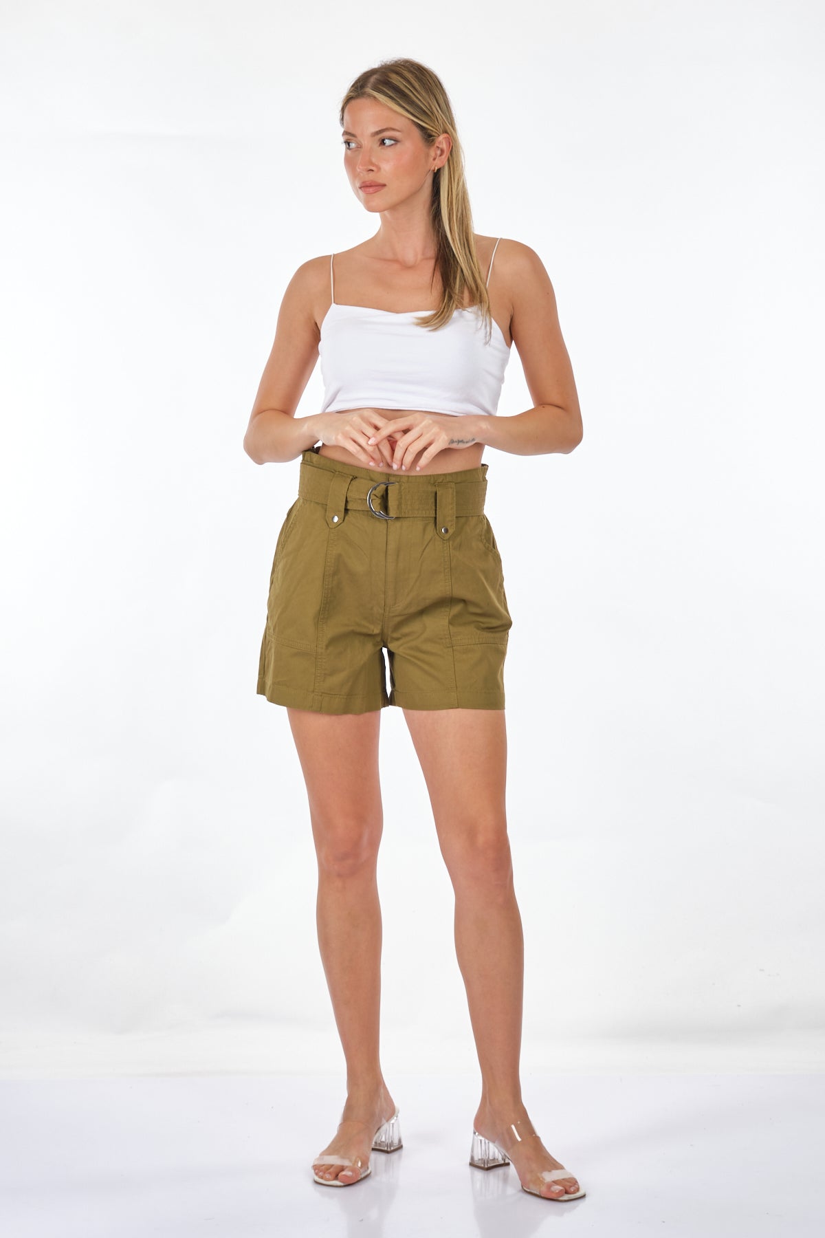 Only Yüksek Bel Kemer Detaylı Oversized Kadın Şort - Rahat & Şık