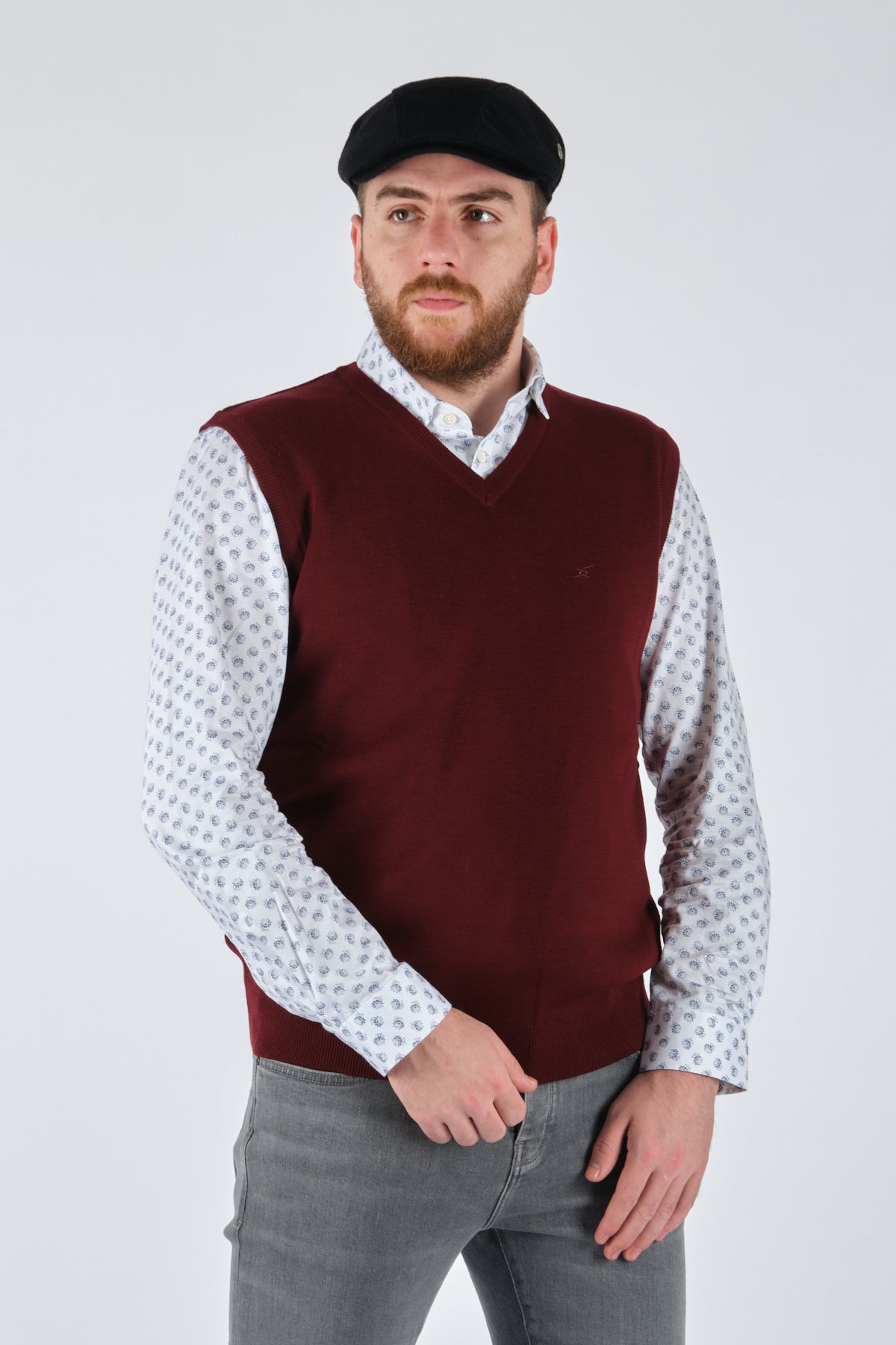 De Blasio V Yaka Oversize Erkek Yelek - Minimalist Günlük Stil Ana görsel