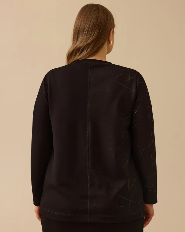 Büyük Beden Desen Detaylı Sweatshirt Gala-Xi