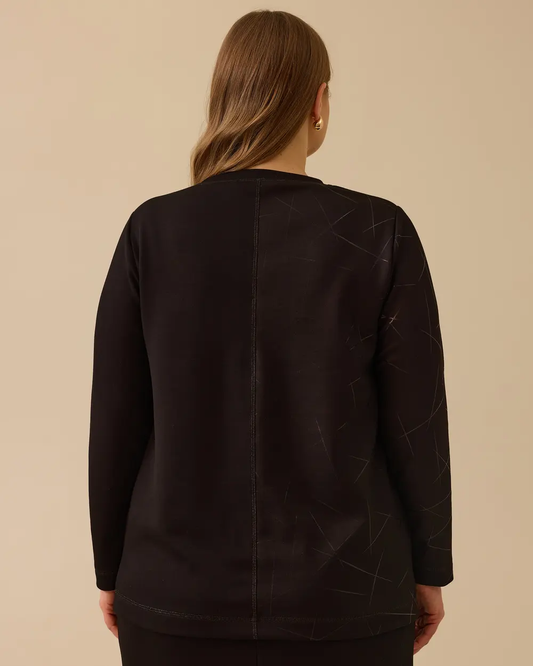 Büyük Beden Desen Detaylı Sweatshirt Gala-Xi