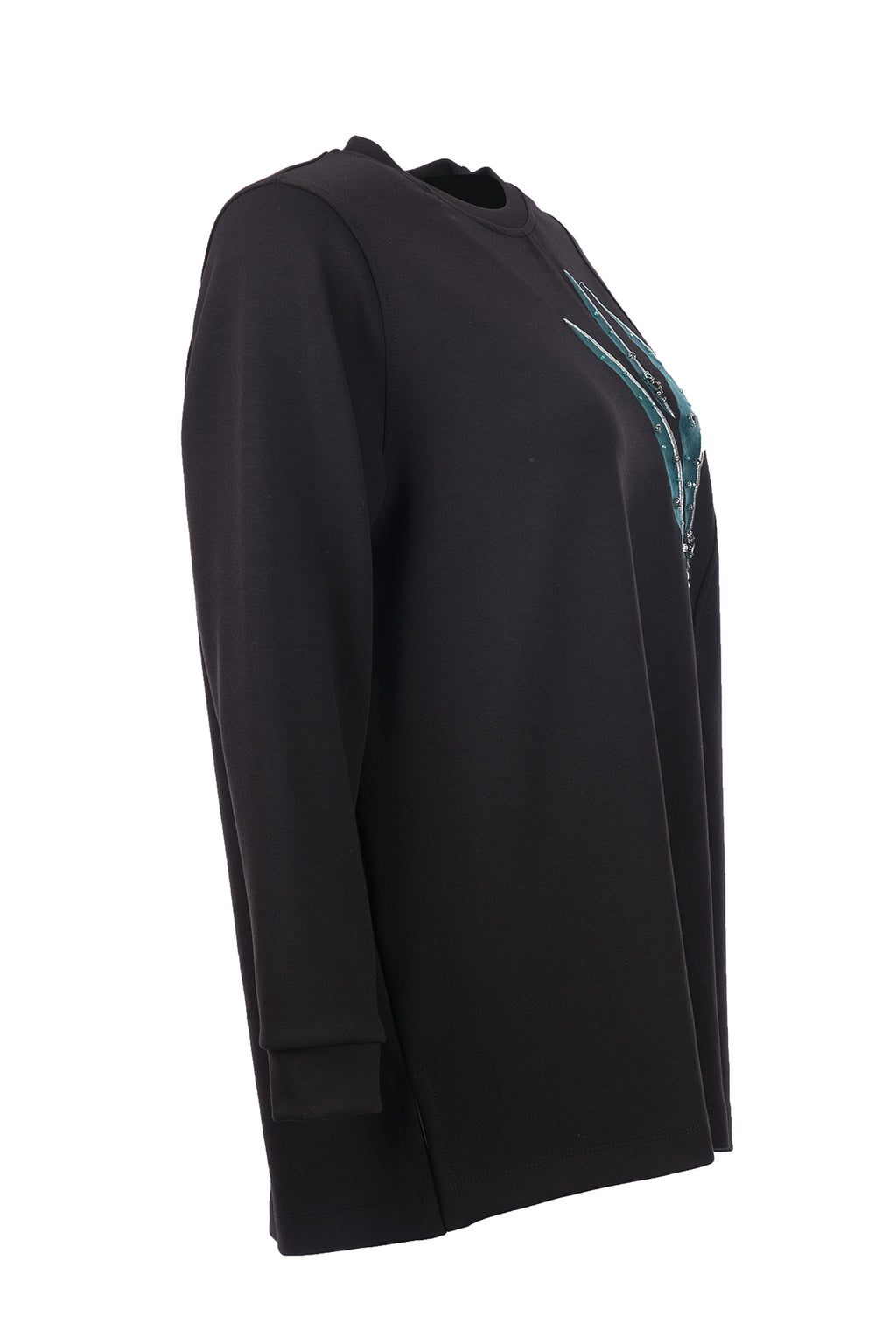 büyük beden desenli taş i̇şlemeli sweatshirt Gala-Xi