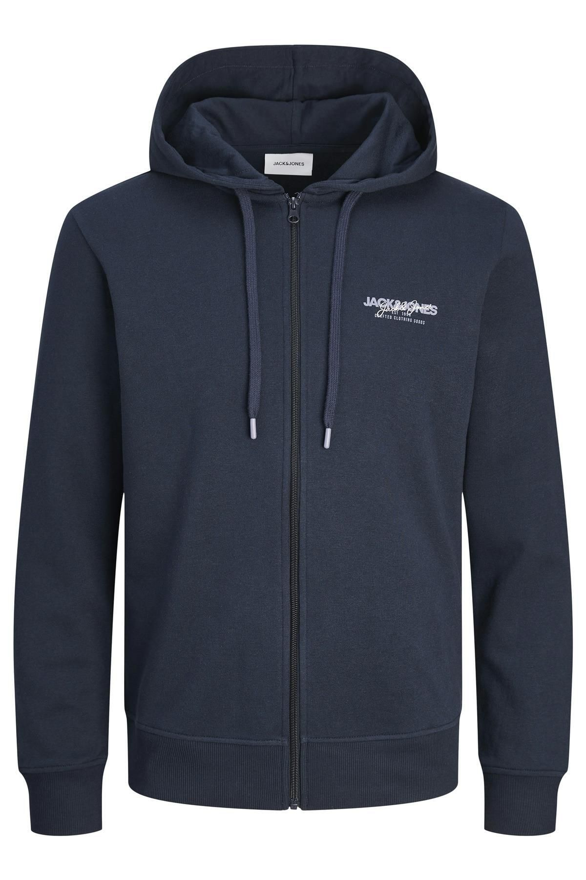 Jack&Jones Oversize Fermuarlı Kapüşonlu Erkek Sweatshirt - Minimalist Tarz