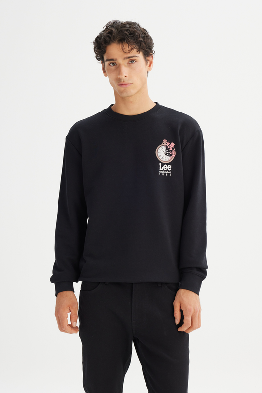 Regular Fit Normal Kesim Bisiklet Yaka Baskılı Sweatshirt Lee