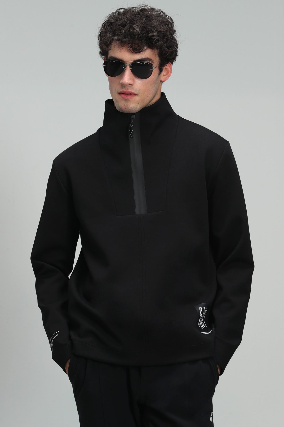 Lufian Oversize Erkek Sweatshirt - Minimalist Tarz - Yarım Fermuar Translation missing: tr.content.product_image_secondary