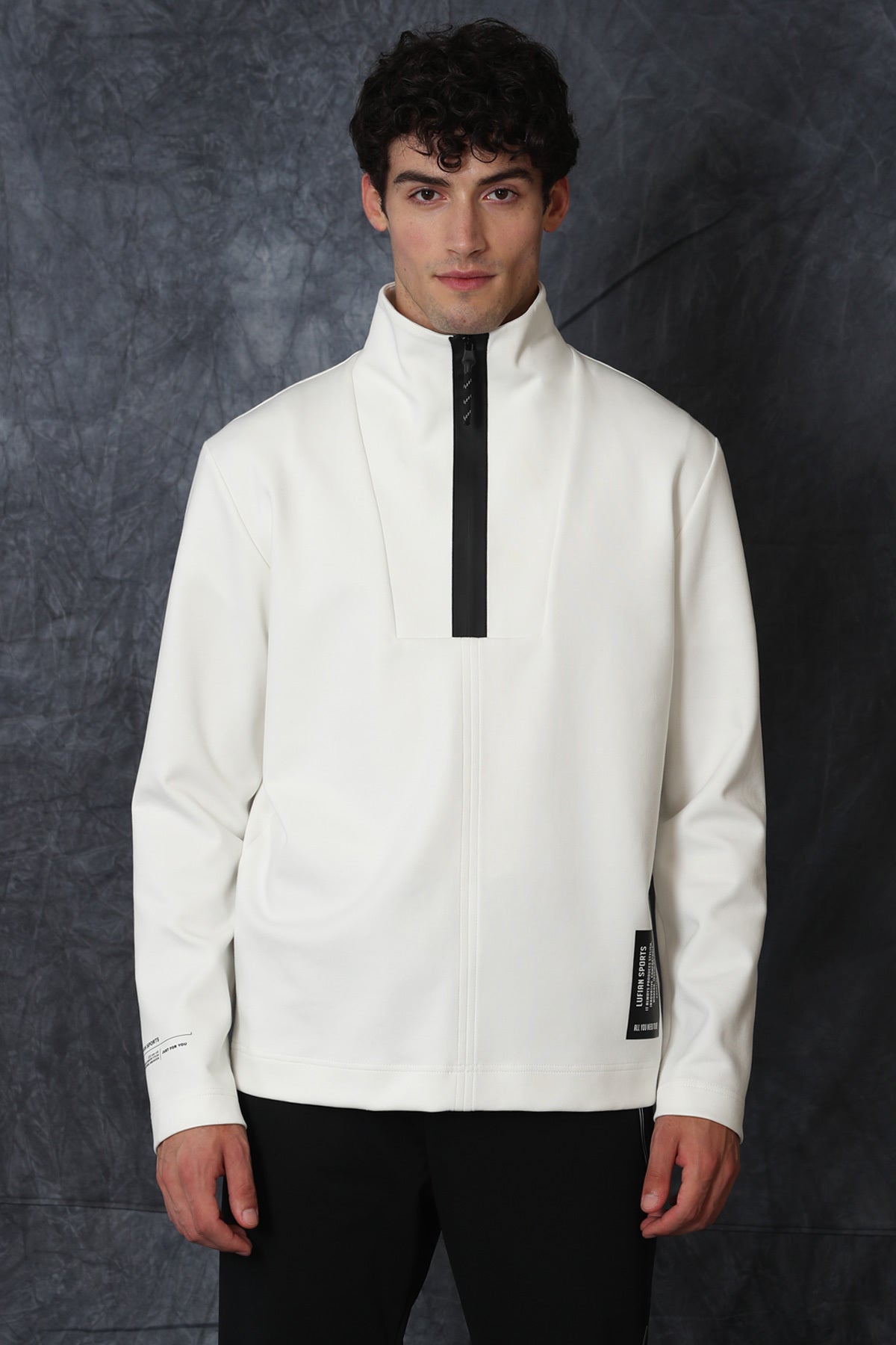 Lufian Oversize Erkek Sweatshirt - Minimalist Tarz - Yarım Fermuar Translation missing: tr.content.product_image_main