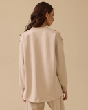 dik yaka düğme detaylı sweatshirt Scl