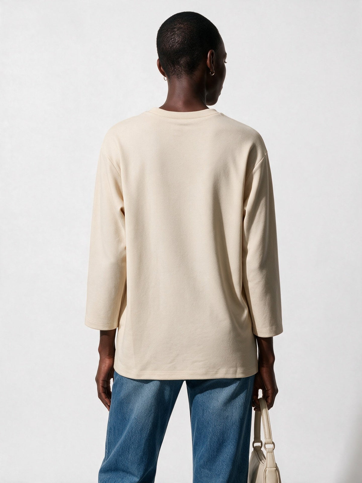 Scl Kadın Bisiklet Yaka Cepli Asimetrik Tasarım Uzun Kollu Sweatshirt
