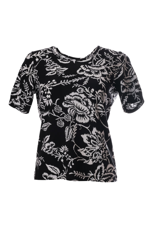 Canel Kadın Kısa Kol Çiçekli T-Shirt - Minimalist Günlük Stil