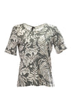 Canel Minimalist Bitki Desenli Kısa Kol Kadın T-Shirt - Regular Fit