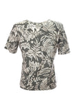 Canel Minimalist Bitki Desenli Kısa Kol Kadın T-Shirt - Regular Fit