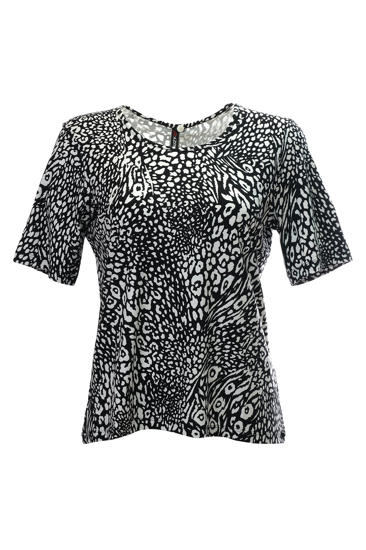 Canel Oversize Leopar Desenli Kadın T-Shirt - Kısa Kol - Günlük