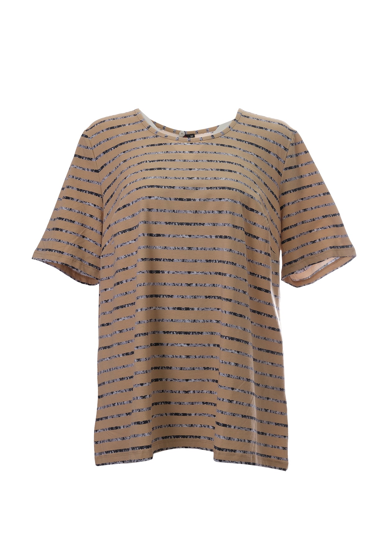 Canel Oversize Çizgili Minimalist Kadın T-Shirt - Kısa Kol Midi Günlük Translation missing: tr.content.product_image_main