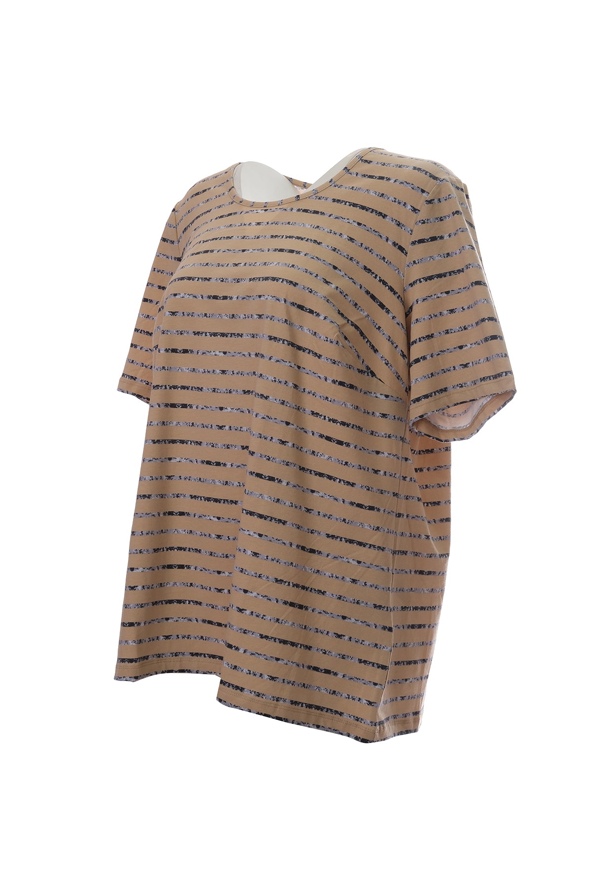 Canel Oversize Çizgili Minimalist Kadın T-Shirt - Kısa Kol Midi Günlük Translation missing: tr.content.product_image_secondary