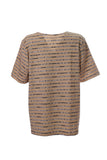 Canel Oversize Çizgili Minimalist Kadın T-Shirt - Kısa Kol Midi Günlük