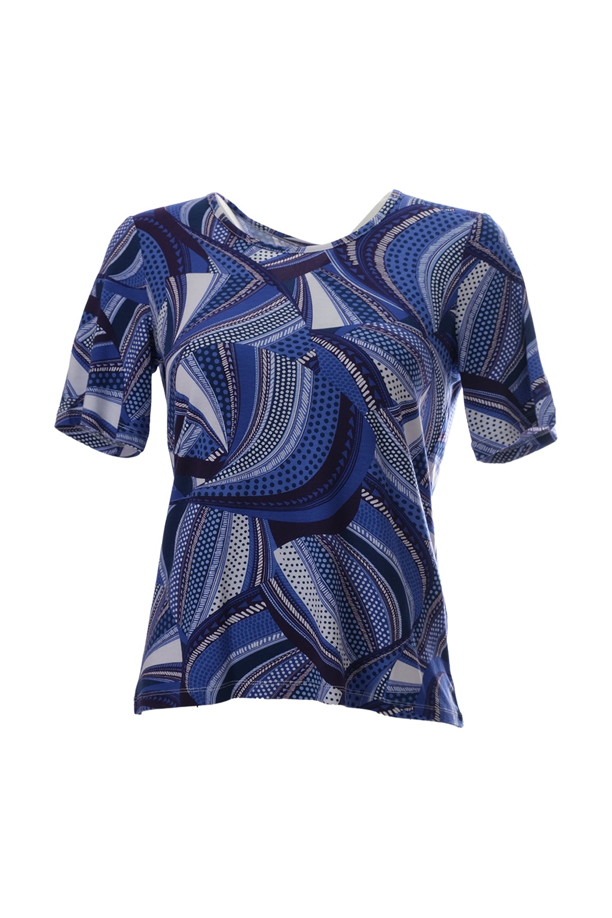 Canel Kadın Kısa Kol Geometrik Desenli Rahat T-Shirt Translation missing: tr.content.product_image_main