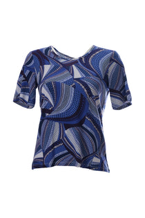 Canel Kadın Kısa Kol Geometrik Desenli Rahat T-Shirt