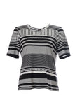 Canel Minimalist Kadın T-Shirt - Çizgili & Puantiyeli, Kısa Kol, Regular Fit