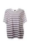 Canel Oversize Çizgili Minimalist Kadın T-Shirt - Kısa Kol Günlük