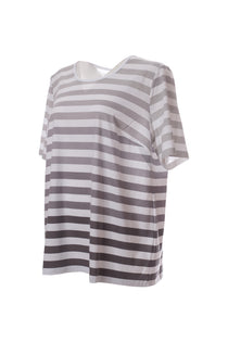 Canel Oversize Çizgili Minimalist Kadın T-Shirt - Kısa Kol Günlük