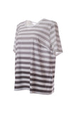 Canel Oversize Çizgili Minimalist Kadın T-Shirt - Kısa Kol Günlük
