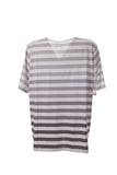 Canel Oversize Çizgili Minimalist Kadın T-Shirt - Kısa Kol Günlük