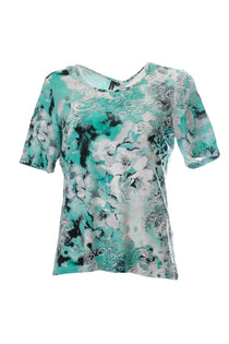 Canel Kadın Kısa Kol Regular Fit T-Shirt - Çiçek Desenli