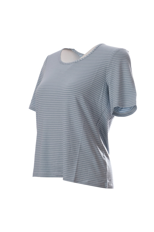 Canel Minimalist Çizgili Kısa Kol Kadın T-Shirt - Günlük Kullanım