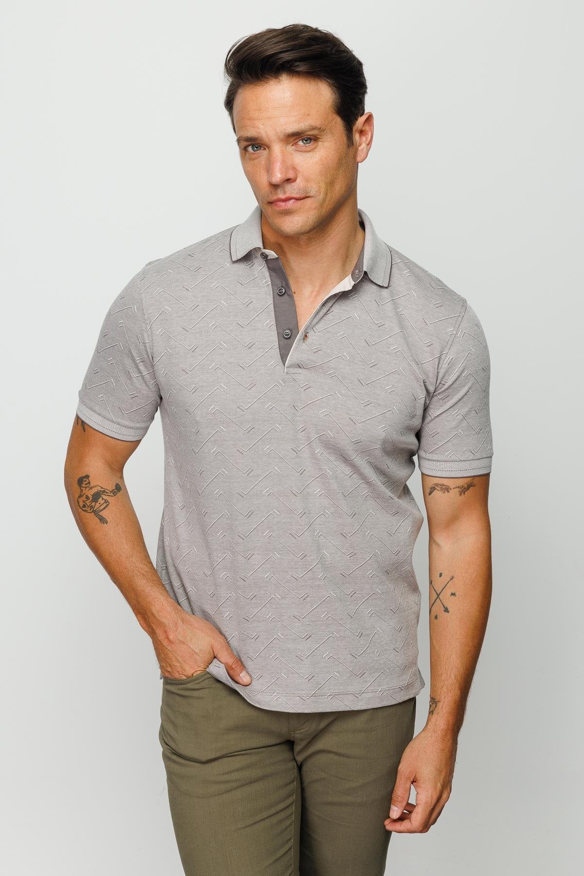Desen Erkek Polo Yaka T-Shirt - Minimalist & Rahat Translation missing: tr.content.product_image_secondary